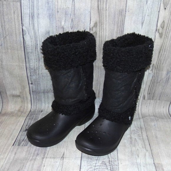 CROCS Nadia Black Boots Womens Size 9 - Picture 3 of 7